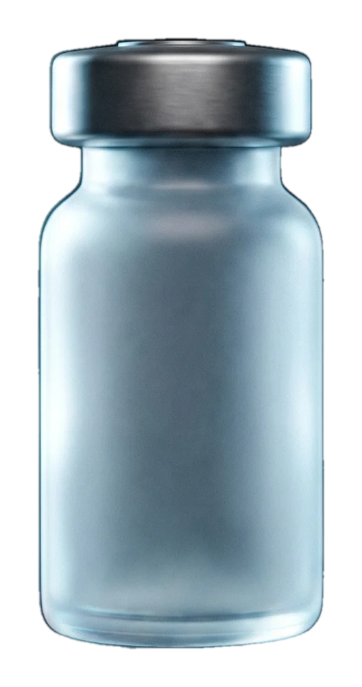 Vial II, unmarked, lit ice-blue